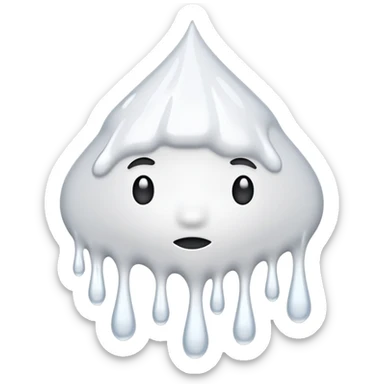 individual white glue white drops falling and dripping down out of a tube, falling in drops and strands, all white sticker