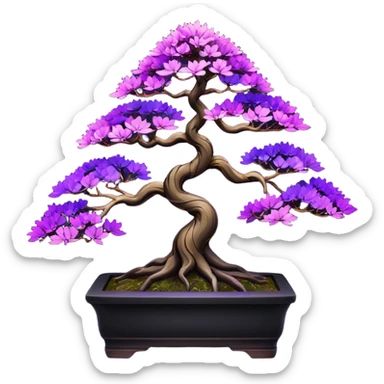  Rustic shiny black-purple fiber optic lights crimson maple cobalt tiny bonsai  sticker