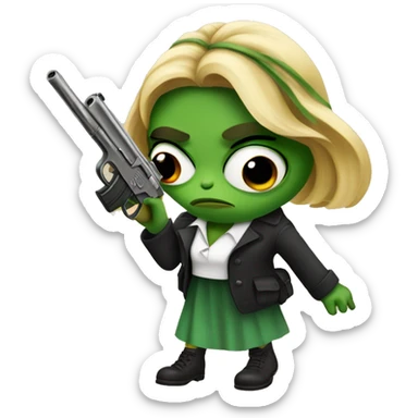 Girl Pepe frog holding gun and Starbucks  sticker