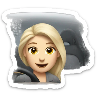 Blonde woman driving gray Tesla model three sticker