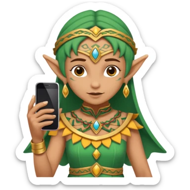 elf with mayan custome dress and smartphone sticker