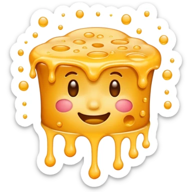 face emoji with melted cheese pouring over sticker
