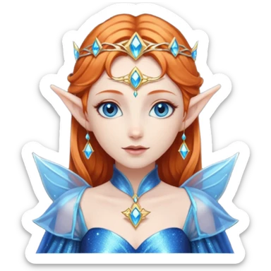 Hyper realistic galactic elf mage queen fairy pale skin blue eyes ginger hair sticker