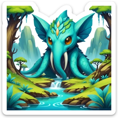  Epic painted artistic abstract complex detailed aesthetic-Fakémon-creature-scenery sticker
