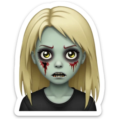 girl zombie with long dark blonde hair black eyes emo sticker