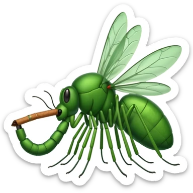 mosquito verde fumando un cigarro sticker