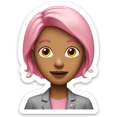 secretry women white with pink loose hair in pink suit sticker