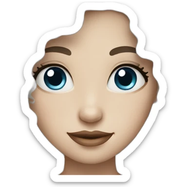 a Women white skin and long black curly hair with blue eyes and freckles sticker