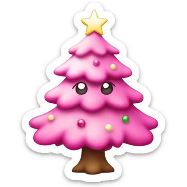 Cute christmas tree with pink decoration  sticker