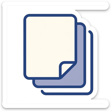 very simple flat color clip art of stacked sheets of paper, minimal, no text sticker