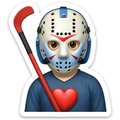 Jason Voorhees, looking cute, heart-shaped hands sticker