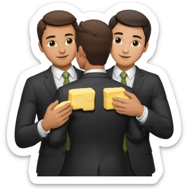 I man handsome puts butter on another man‘S back wearing suits sticker