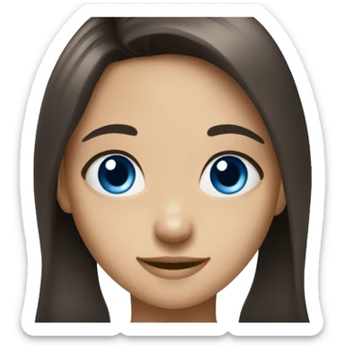 smiling girl with dark brown hair and blue eyes sticker