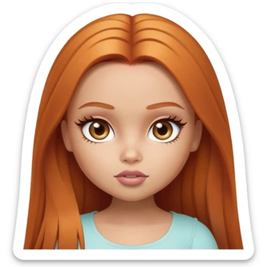 pretty bratz baddie, ginger, hazel color eyes, light skin, straight hair sticker
