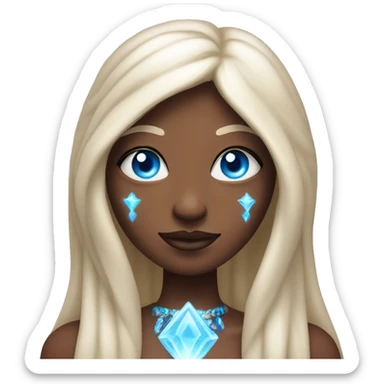 magical diva with thin pink andromedan skin long hair and blue eyes glowing third eye sticker