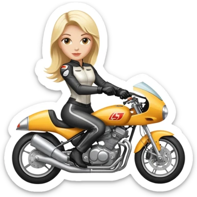 Blonde beautiful woman on a racing motorcycle  sticker