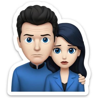 Wide Rick Astley with cursed Selene Delgado face with no eyes and Wide Rick Astleys blue and the background is pitch black sticker