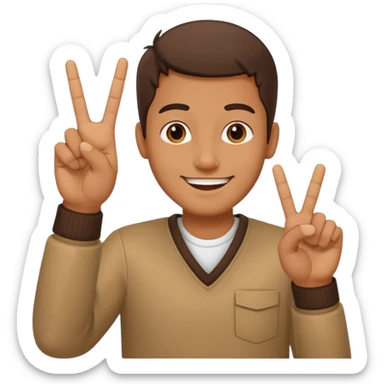memoji face iphone: men, a solo hiker with happy face and a piece handsign sticker