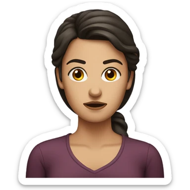 brunette women frowning  sticker