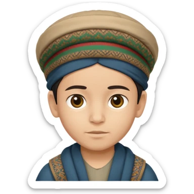 Creat a afghan boy with afghan pacol hat one the head sticker