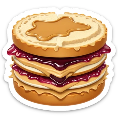 a round uncrustable sandwich with crimped edges and a bite taken out of it sticker