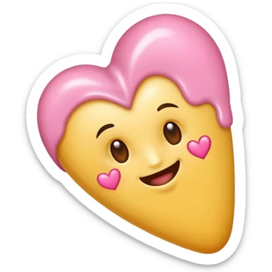 Diseña un emoji de un remolino (swirl) de mantequilla corporal, de textura muy suave y cremosa, con un pequeño corazón de color rosa brillante en la punta. Enfoque en la textura y el cuidado. sticker