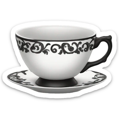 Black and white fancy teacup  sticker