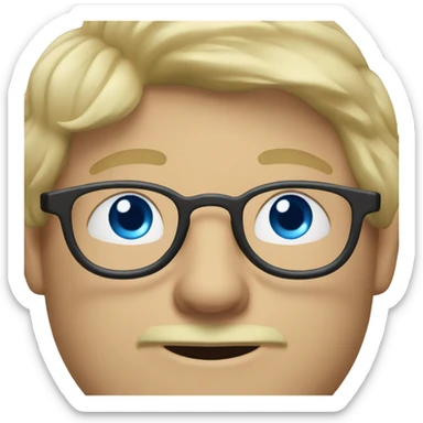dirty blond hair man with blue eyes and eyeglasses sticker