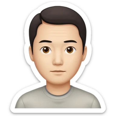 Create an emoji-style image of an Asian man with a middle-part hairstyle and a receding hairline. sticker