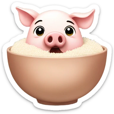 Pig eating rice meal sticker
