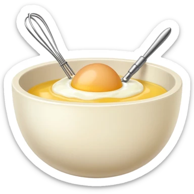 beaten egg in a bowl, There is a whisk inside the bowl. sticker