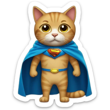cat wearing a superhero cape sticker