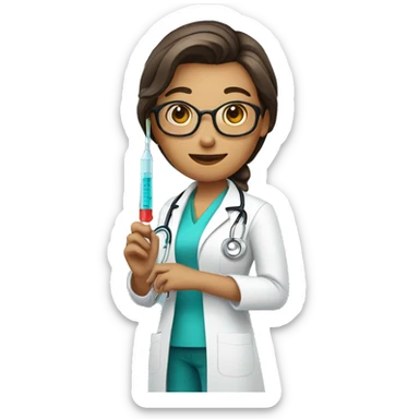 woman doctor with a syringe in his hand sticker