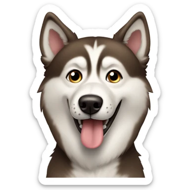 Dark-light brown husky dog with tongue out  sticker