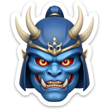 blue oni with samurai helmet face sticker