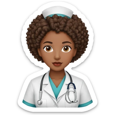 Mulher negra enfermeira de cabelo crespo 4c sticker