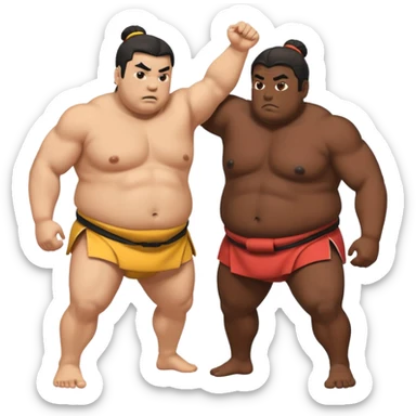 two sumo wrestlers fighting, simple expressive emoji style, no text sticker