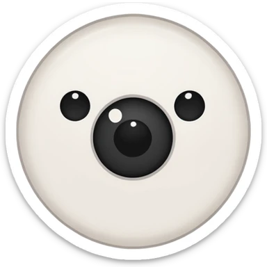 A white hand-drawn doodle of [instagram] with simple black dot eyes and thick, rough outlines. Minimalist style centered on a solid-colored circular background. sticker