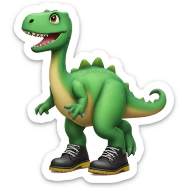 A cute dinosaur wearing doc martens sticker