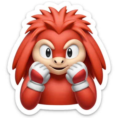 Sonic the hedgehogs friend knuckles a red animal with peach arms and white gloves sticker