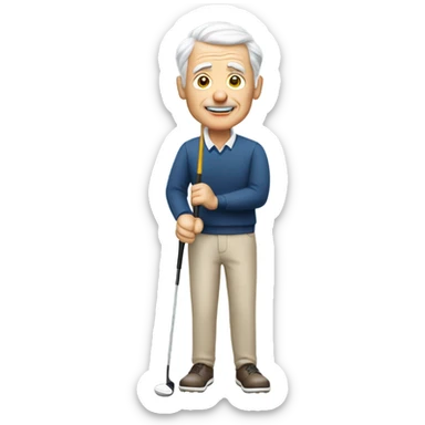 Elderly white male no facial hair playing golf sticker
