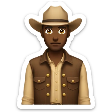 Sad cowboy regular emoji skin tone sticker