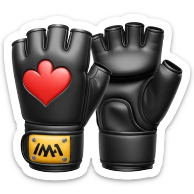 MMA glove object icon, fingerless fighting glove, glossy leather texture, 3D cartoon, mobile game icon style, centered, soft shadow sticker