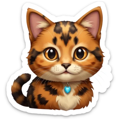 A high-resolution photo-realistic digital illustration of a brown orange black multicoloured  tortoiseshell cat kitten, chest upward sticker