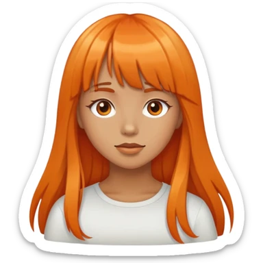 Chica morena con fleco y cabello largo naranja sticker