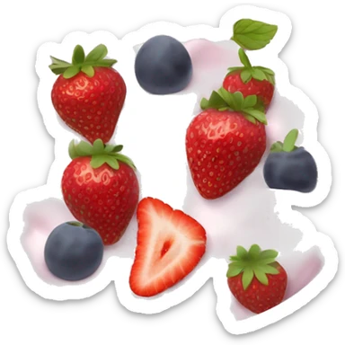 Light pink fruit yogurt bowl with strawberries and grapes sticker