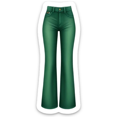 Realistic long Wide leg high waisted green velour jeans, isolated sticker