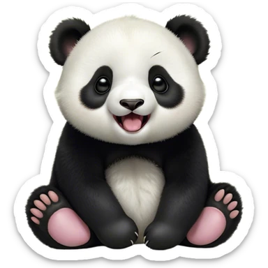 Cinematic Cute Yawning Baby Panda Portrait Emoji, Head tilted slightly with a dramatic, wide-open yawn, showcasing a soft, fuzzy black and white Fur with droopy ears, round eyes barely open in drowsy contentment, Simplified yet irresistibly adorable features, highly detailed, glowing with a soft, cozy glow, high shine, relaxed yet expressive, stylized with a touch of gentle whimsy, bright and endearing, soft glowing outline, capturing the essence of a sleepy yet affectionate baby panda, so drowsy it feels like it could curl up out of the screen for a nap! sticker