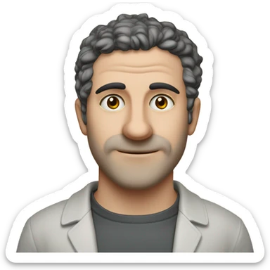 io biondo con ciuffo a frangia riccia, rasatura laterale, occhi cerulei, carnagione chiara, labbra carnose e poche lentiggini, con un orecchino sticker