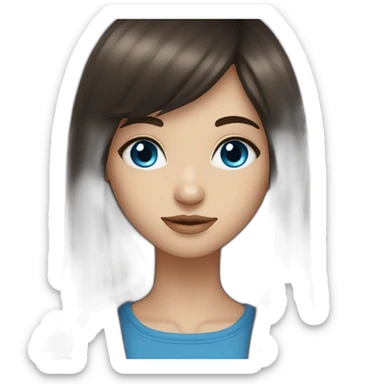 Dark brown long hair fringe girl with blue eyes sticker